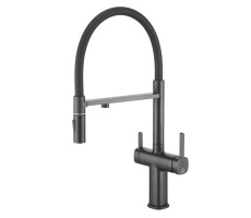 Смеситель для кухни с подключением фильтра для воды Rose R358H, черный