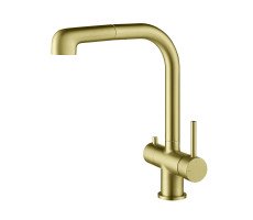 Смеситель для кухни с подключением фильтра и выдвижной лейкой Timo Saona 2346/17FL золото матовое золото матовое Смеситель для кухни с подключением фильтра и выдвижной лейкой Timo Saona 2346/17FL золото матовое золото матовое