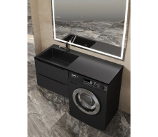 Раковина над стиральной машиной Uperwood Cosmos Quartz 120 см, левая, крыло справа, уголь RCosmos120LU Раковина над стиральной машиной Uperwood Cosmos Quartz 120 см, левая, крыло справа, уголь RCosmos120LU