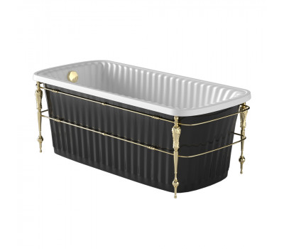 Ванна 174x83 Migliore OLIVIA CONSOLE белая, панель черная, консоль, слив/перелив золото 