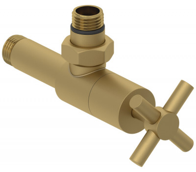 Вентиль Сунержа G 1/2" НР х G 1/2" НР угловой крест цвет-золото матовое 032-1408-1212 