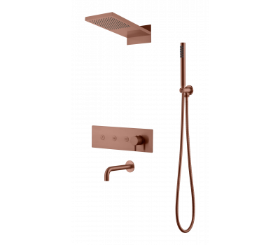 Встроенная душевая система FUSION, трехпозиционная Brushed Bronze с изливом Boheme 130-2-BRB брашированная бронза 