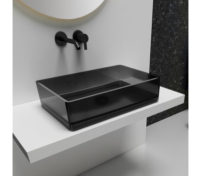 Раковина накладная прозрачная ABBER Kristall AT2803Onyx черная 