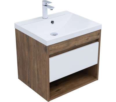 Тумба под раковину Aquanet Тренд 60 дуб рустикальный/белый сатин 00345117 Тумба под раковину Aquanet Тренд 60 дуб рустикальный/белый сатин 00345117