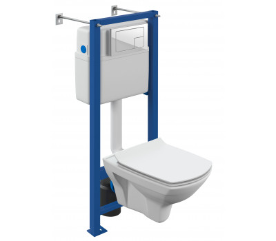 Комплект Cersanit CARINA XL CO DPL EO slim инсталляция VECTOR кнопка CORNER пластик белый 64119 белый 