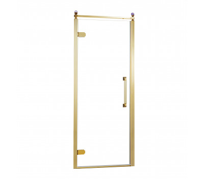 Душевая дверь распашная 90х200 Azario Calgary профиль золото, стекло прозрачное 8 мм. с покрытием Easy clean