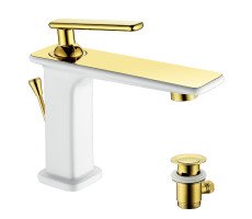 Смеситель для раковины Lemark Mista LM6406WG золото | белый Смеситель для раковины Lemark Mista LM6406WG золото | белый