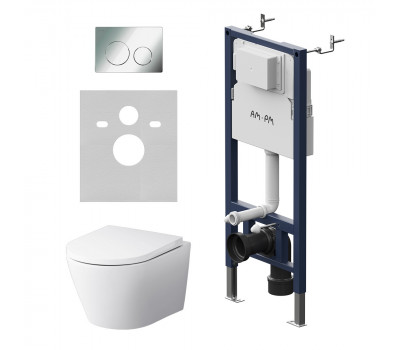 Инсталляция PrimeFit с подвесным унитазом Aquaspin и клавишей AM.PM X-Joy IS90151.851900 Хром Глянцевое 