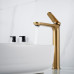 Смеситель для раковины высокий Shevanik S4311G, золотой сатин