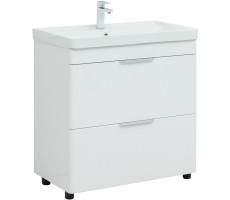 Тумба с раковиной Aquanet Ирис new 80 напольная 2 ящ. цв.белый глянец 00312429 Тумба с раковиной Aquanet Ирис new 80 напольная 2 ящ. цв.белый глянец 00312429