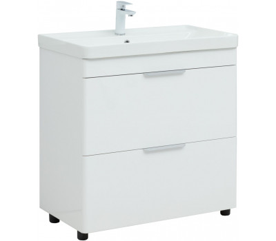 Тумба с раковиной Aquanet Ирис new 80 напольная 2 ящ. цв.белый глянец 00312429 Тумба с раковиной Aquanet Ирис new 80 напольная 2 ящ. цв.белый глянец 00312429