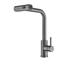 Смеситель для кухни с мультифункциональным изливом Shevanik S263T, оружейная сталь