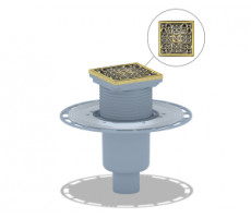 Трап для душа вертикальный регулируемый, магнитный сухой затвор, дизайн-решетка Узоры Bronze de Luxe 21962-5902 бронза, латунь Bronze de Luxe 