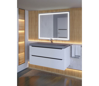 Тумба с раковиной для ванной подвесная Uperwood Tanos-Classic Quartz 100х45х55 см, белая графит/бетон 3930421703 Тумба с раковиной для ванной подвесная Uperwood Tanos-Classic Quartz 100х45х55 см, белая графит/бетон 3930421703