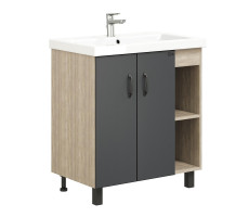 Тумба под раковину Onika Тимбер 70 напольная, серая мат./дуб сонома (ум. Фостер 70) 107057 
