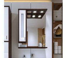 Зеркало со шкафом Бриклаер БАЛИ 62 см левое, венге/белый Зеркало со шкафом Бриклаер БАЛИ 62 см левое, венге/белый