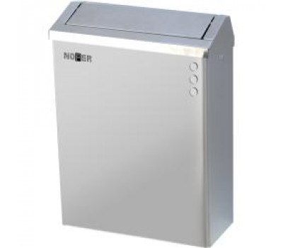 Контейнер для мусора настенный из нержавеющей стали матовый 23 л. С крышкой и замком
 NOFER 14079.S 