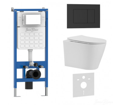 Комплект 3в1 IBERICA BLANCA инсталляция SILENCIO, унитаз BURGOS ALTO белый, кнопка смыва ESTI-S черный матовый (IB001.BRA.234.851) 