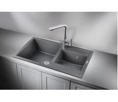 Кухонная мойка GRANULA 8201, ГРАФИТ (ЧЁРНО-СЕРЫЙ), кварц 