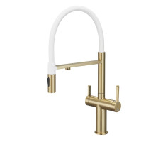 Смеситель для кухни с подключением фильтра для воды Rose R458G, золотой сатин