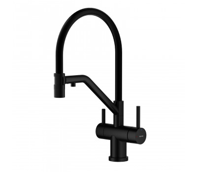 Смеситель Splenka для кухни со съемным гибким изливом, с магнитным фиксатором излива, с подключением фильтра питьевой воды S70.62.06 черный 