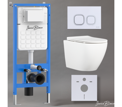 Комплект 3в1 IBERICA BLANCA инсталляция SILENCIO, унитаз BILBAO ALTO белый, кнопка смыва ESTI-Q белый глянцевый (IB001.BLA.234.831) Комплект 3в1 IBERICA BLANCA инсталляция SILENCIO, унитаз BILBAO ALTO белый, кнопка смыва ESTI-Q белый глянцевый (IB001.BLA.234.831)