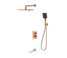 Душевая система для ванны и душа DQ Dortmund встраиваемая с изливом браш.роз.золото DA1715633 