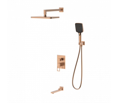 Душевая система для ванны и душа DQ Dortmund встраиваемая с изливом браш.роз.золото DA1715633 