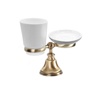 Настольный держатель с мыльницей и стаканом TW collection HARMONY TWHA141br Бронза 