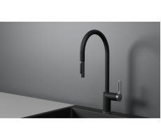 Смеситель для кухни GRANULA GR-8172, ЧЕРНЫЙ, С ВЫДВИЖНЫМ ИЗЛИВОМ 