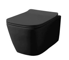 Унитаз подвесной Azario Boca AZ-2002-MB безободковый с сиденьем микролифт, черный матовый Унитаз подвесной Azario Boca AZ-2002-MB безободковый с сиденьем микролифт, черный матовый