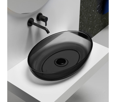 Раковина накладная прозрачная ABBER Kristall AT2801Onyx черная 