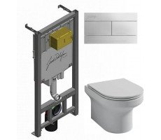 Унитаз подвесной с крышкой + Инсталляция с клавишей хром Jacob Delafon Set-ELITE-CP 