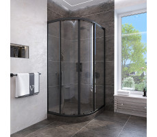 Душевой угол Veconi Rovigo RV-107B, 900x900x1900, черный матовый, стекло прозрачное 
