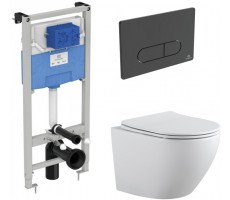 Комплект унитаза с инсталляцией Aquanet Rimless Cetus 2.0 W LX-1901 черный Комплект унитаза с инсталляцией Aquanet Rimless Cetus 2.0 W LX-1901 черный