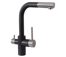 Смеситель для кухни с выдвижным изливом и подключением фильтра Florentina КРИСТАЛЛ 333.32H.2123.102, черный Смеситель для кухни с выдвижным изливом и подключением фильтра Florentina КРИСТАЛЛ 333.32H.2123.102, черный