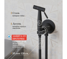 Смеситель с гигиеническим душем PAINI Castello Round, встраиваемый, черный (YO) CAYO442R 