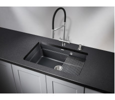 Кухонная мойка GRANULA KS-7303U, ШВАРЦ (чёрный металлик), кварц 