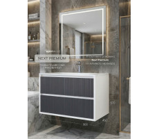 Тумба с раковиной для ванной 70 см, Uperwood Next Premium, белая/графит, 2 ящика 3930205163 