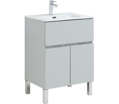 Тумба с раковиной Aquanet Алвита new 60 напольная 1 ящ., 2 дв. цв. серый (274128) 