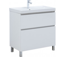 Тумба с раковиной Aquanet Вега 80 (Ирис) напольная 2 ящ. цв. белый глянец 00345377 Тумба с раковиной Aquanet Вега 80 (Ирис) напольная 2 ящ. цв. белый глянец 00345377