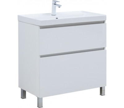 Тумба с раковиной Aquanet Вега 80 (Ирис) напольная 2 ящ. цв. белый глянец 00345377 Тумба с раковиной Aquanet Вега 80 (Ирис) напольная 2 ящ. цв. белый глянец 00345377