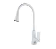 Смеситель для кухни с гибким изливом Shevanik S543C-1, белый