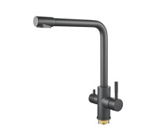 Смеситель для кухни с подключением фильтра Shevanik S868T, оружейная сталь