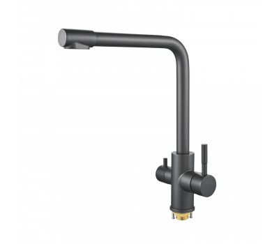Смеситель для кухни с подключением фильтра Shevanik S868T, оружейная сталь