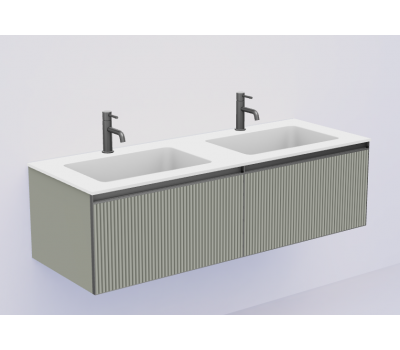 Тумба Armadi Art рифлёная Armadi Art LUNA QUATRO 2 140см (70+70) профиль ANTHRACITE + внутриняя подсветка 790-M2-140(70+70)-R-L-A-L 