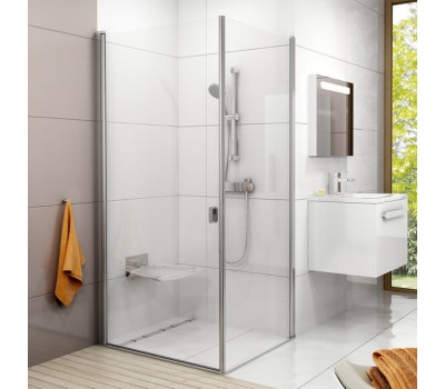 Неподвижная душевая стенка Ravak 9QVA0100Z1 Chrome CPS-100, профиль белый, стекло прозрачное 