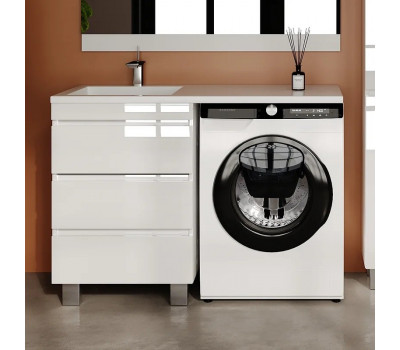 Тумба напольная Style Line Даллас ЛЕОН 120 (3 ящ.) Люкс белая, PLUS СС-00002439 