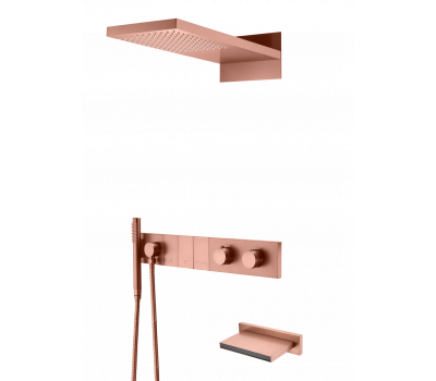 Встроенная душевая система  с изливом ZODIAC с термостатом, трехпозиционная Copper Brushed Boheme 133-2-CB брашированная медь 