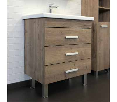Тумба-умывальник Comforty Никосия 70Н дуб темный с раковиной Como 70 